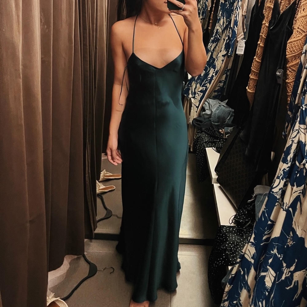 🛑 SOLD Zara Green Satin Dress